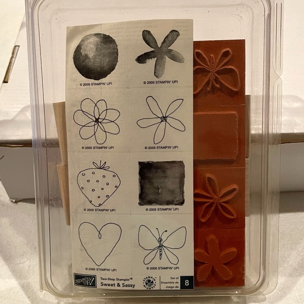Stampin Up SWEET & SASSY 2005 unmounted strawberry heart butterfly flower
